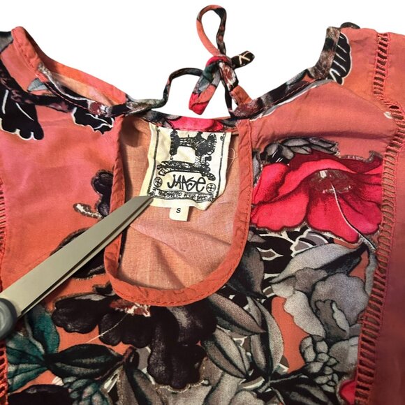 Jaase Floral Print Boho Cropped Quarter Sleeve S - Picture 3 of 6